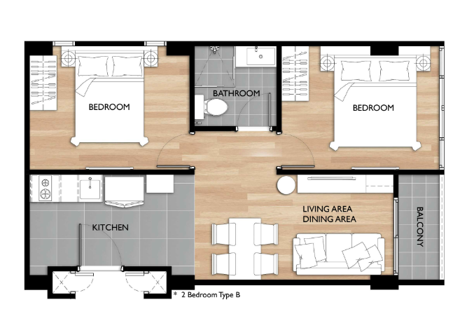 2 Bedroom (Swimming pool view)